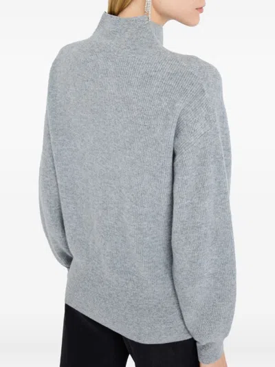 Liu •jo Liu Jo Grey Pearl Embellished Puff Sweater In Gray