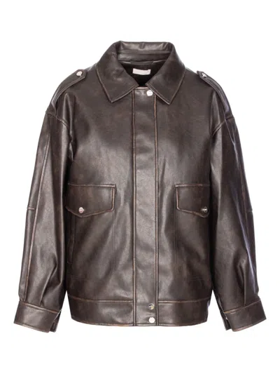 Liu •jo Liu Jo Zip Front Jumpsuit In Brown