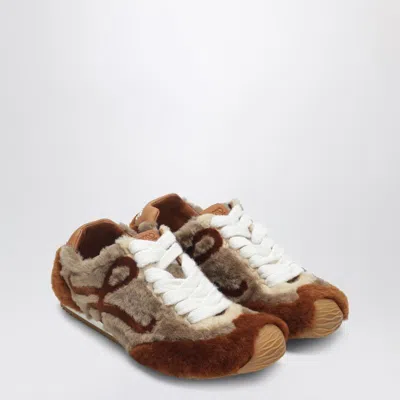 Loewe Ballet Runner 2.0 Sneakers In Tan/brown Shearling In Brown