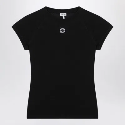 Loewe Anagram Embroidered Cotton-blend Jersey T-shirt In Black