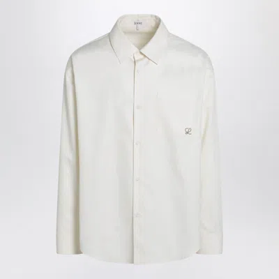 Loewe Men Cotton Shirt With An Embroidered Anagram Logo In White