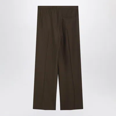 Loewe Khaki Green Wool Trousers In Brown