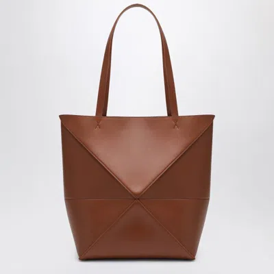 Loewe Medium Puzzle Fold Tote Bag In Light Brown Leather Women