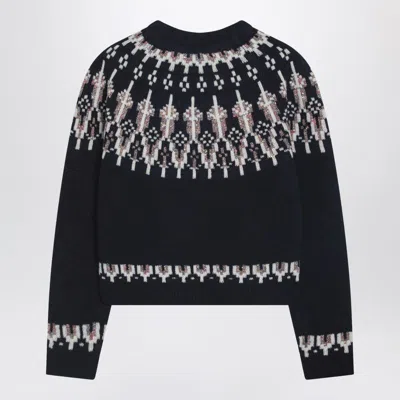 Loewe Stretch Wool Blend Sweater With Patterned Design In Black