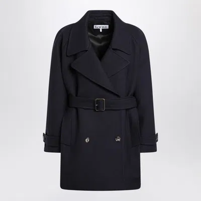 Loewe Double-breasted Belted Wool And Silk-blend Twill Jacket In Blue