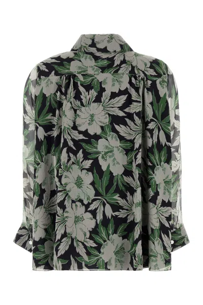 Loewe Printed Silk Shirt In Green