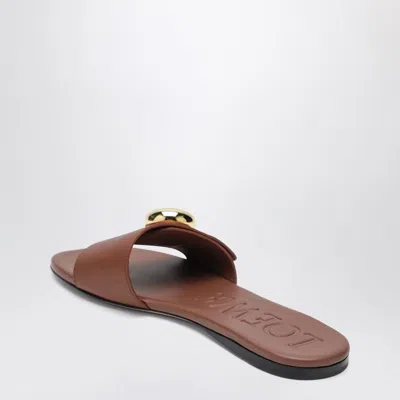 Loewe Rustcolored Pebble Slides In Leather In Brown