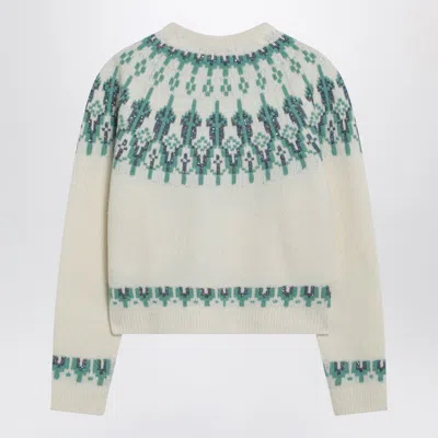 Loewe Stretch Wool Blend Cropped Sweater Graphic In Neutral