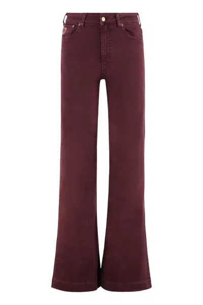 Lois Jeans Buttoned Straight-leg Jeans In Burgundy