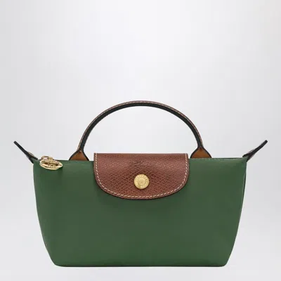 Longchamp Le Pliage Original Canvas Pouch With Handle In Green
