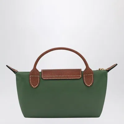 Longchamp Le Pliage Original Canvas Pouch With Handle In Green