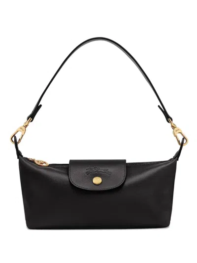 Longchamp Le Pilage Xtra Black Crossbody Bag With Removable Shoulder Strap And Embossed Logo On The Front In L
