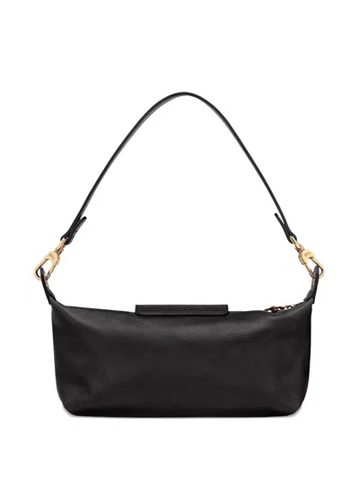 Longchamp Le Pilage Xtra Black Crossbody Bag With Removable Shoulder Strap And Embossed Logo On The Front In L
