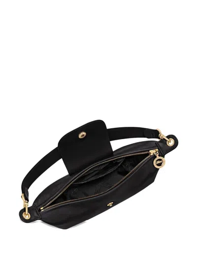 Longchamp Le Pilage Xtra Black Crossbody Bag With Removable Shoulder Strap And Embossed Logo On The Front In L