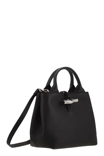 Longchamp Leather Tote Bags In Black