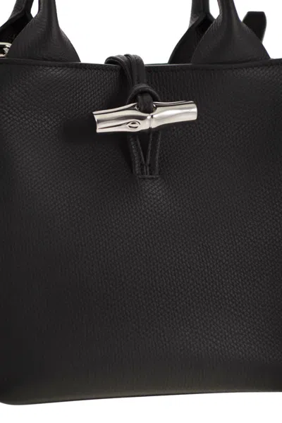 Longchamp Leather Tote Bags In Black