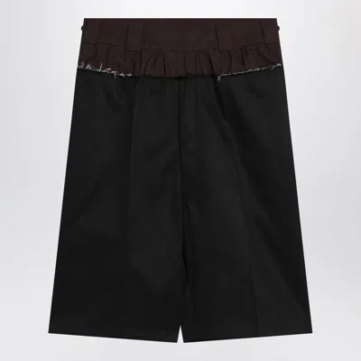 Maison Margiela Tailored Black Shorts With Unique Ruffled Waistband In Multi