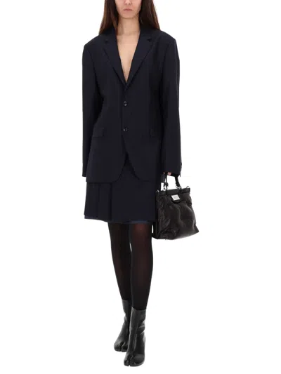 Maison Margiela Blue Wool Jacket In Black