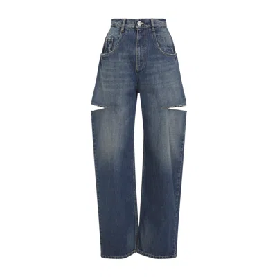 Maison Margiela Cropped Jeans With Frayed Hem In Blue