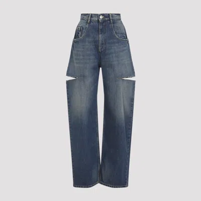 Maison Margiela Cropped Jeans With Frayed Hem In Blue
