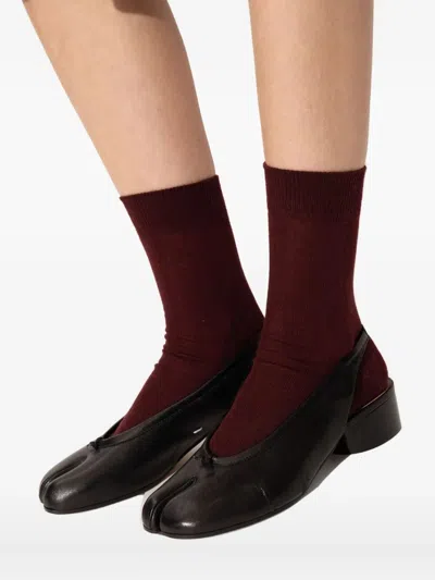 Maison Margiela Split-toe Leather Mules With Low Block Heel In Black