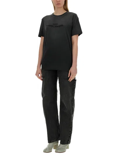 Maison Margiela Black Five-pocket Style Jeans With Rips In Cotton Denim Woman