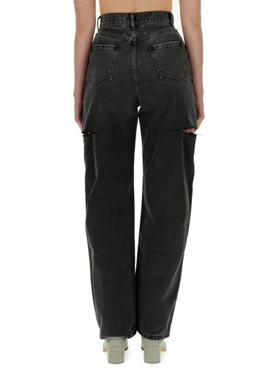 Maison Margiela Black Five-pocket Style Jeans With Rips In Cotton Denim Woman