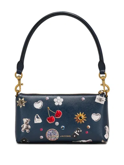 Marc Jacobs "the Pochette" Trinket Printed Snapshot Slg Shoulder Bag In Blue