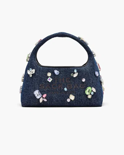 Marc Jacobs Denim Mini Sack Handbag With Embellished Design In Blue