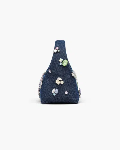 Marc Jacobs Denim Mini Sack Handbag With Embellished Design In Blue