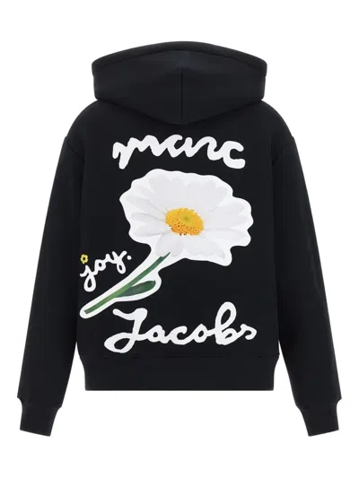 Marc Jacobs Graphic Print Hoodie Front Pocket In Black