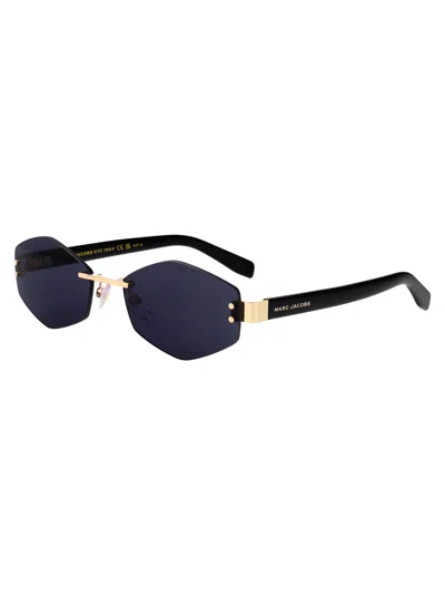 Marc Jacobs Gold Black 2 Metal Sunglasses In Gold