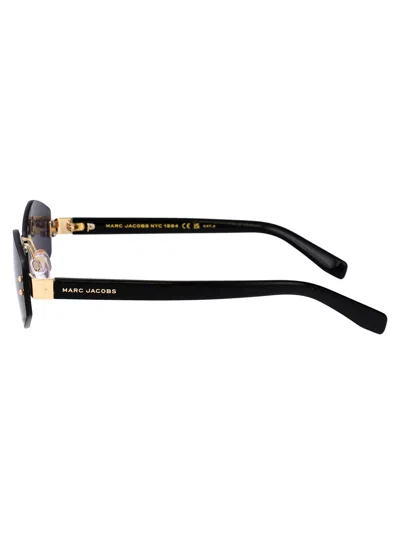 Marc Jacobs Gold Black 2 Metal Sunglasses In Gold