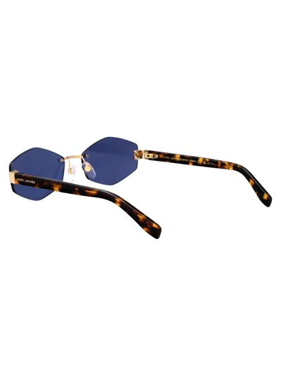 Marc Jacobs Gold Blue Metal Sunglasses In Gold