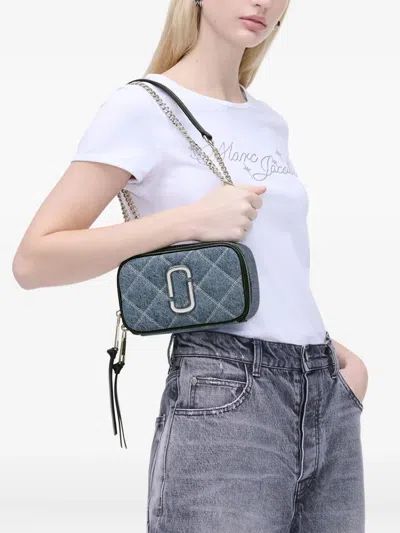 Marc Jacobs Quilted Denim Chain Snapshot Bag In Blue