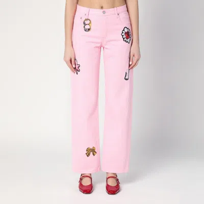 Marc Jacobs Pink Jeans With Prints In Pink