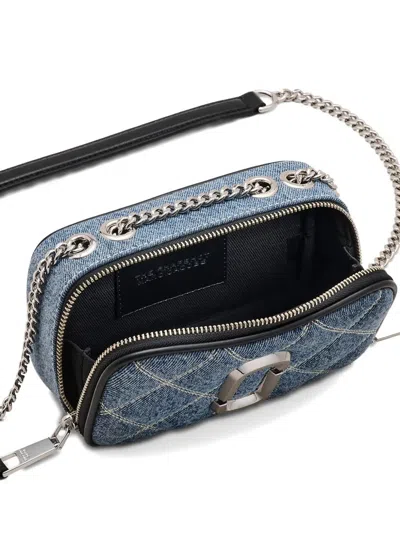 Marc Jacobs Quilted Denim Chain Snapshot Bag In Blue