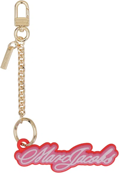 Marc Jacobs Womens The Cursive Logo Bag Charm Bow Pink Multi In Multi