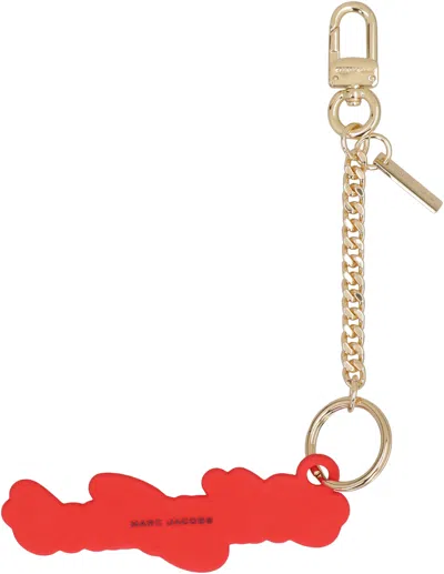 Marc Jacobs Womens The Cursive Logo Bag Charm Bow Pink Multi In Multi