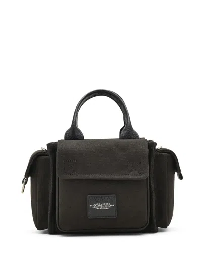 Marc Jacobs Compact Black Canvas Bag With Logo And Multiple Pockets In Brown