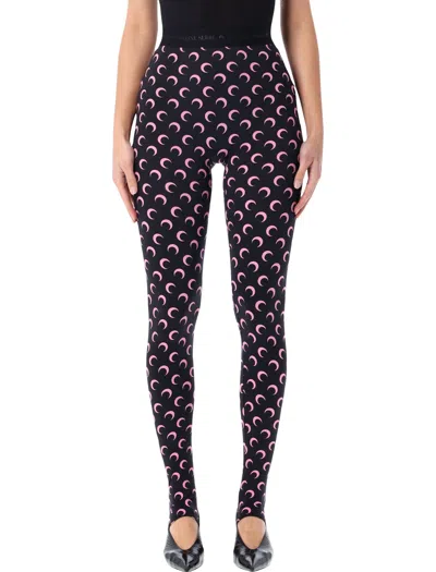 Marine Serre Marine Greenhouses Leggings With Crescent Motif In Blue