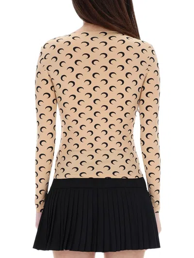 Marine Serre Beige Polyamide-elastane Top In Brown