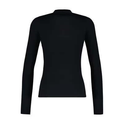 Marine Serre Mini Jersey Long-sleeved Crewneck Dress In Black