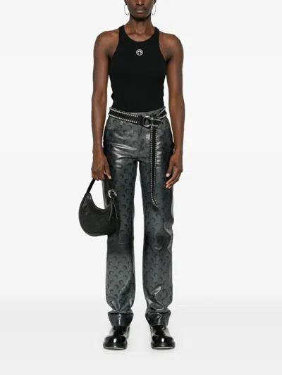 Marine Serre Moon Cotton Tank Top In Black