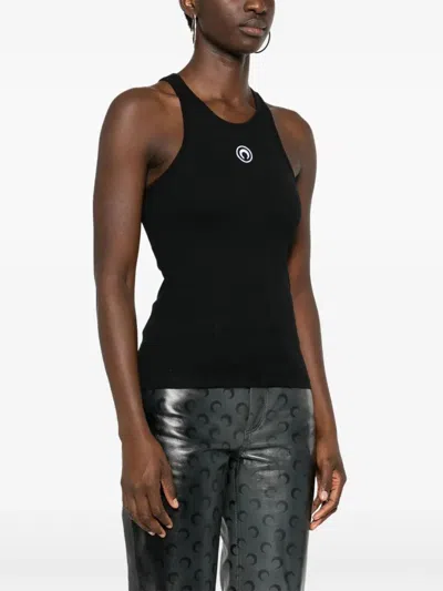 Marine Serre Moon Cotton Tank Top In Black