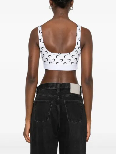 Marine Serre Moon Recycled Jersey Sports Bra In White