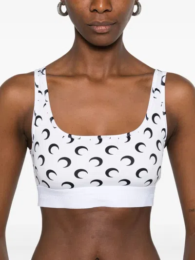 Marine Serre Moon Recycled Jersey Sports Bra In White