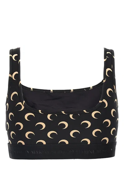 Marine Serre Moon Recycled Jersey Sports Bra In Black