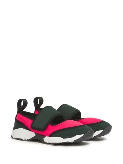 Marni Fuchsia And Green Lycra Mary Jane Running Sneaker In Multi