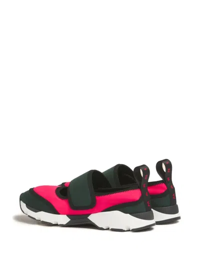 Marni Fuchsia And Green Lycra Mary Jane Running Sneaker In Multi